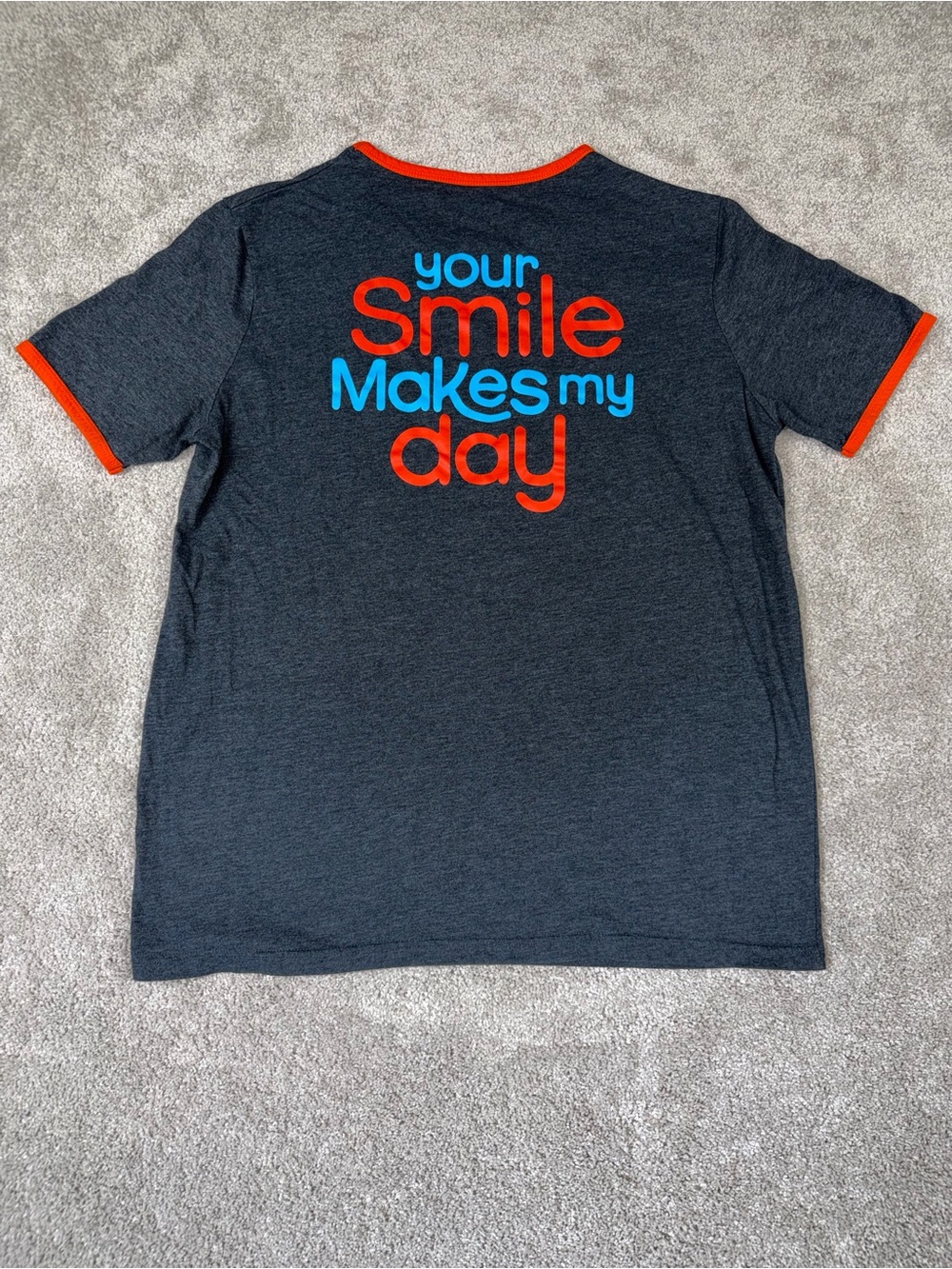 Your Smile Makes My Day Unisex T-shirt Size Large Navy And Orange